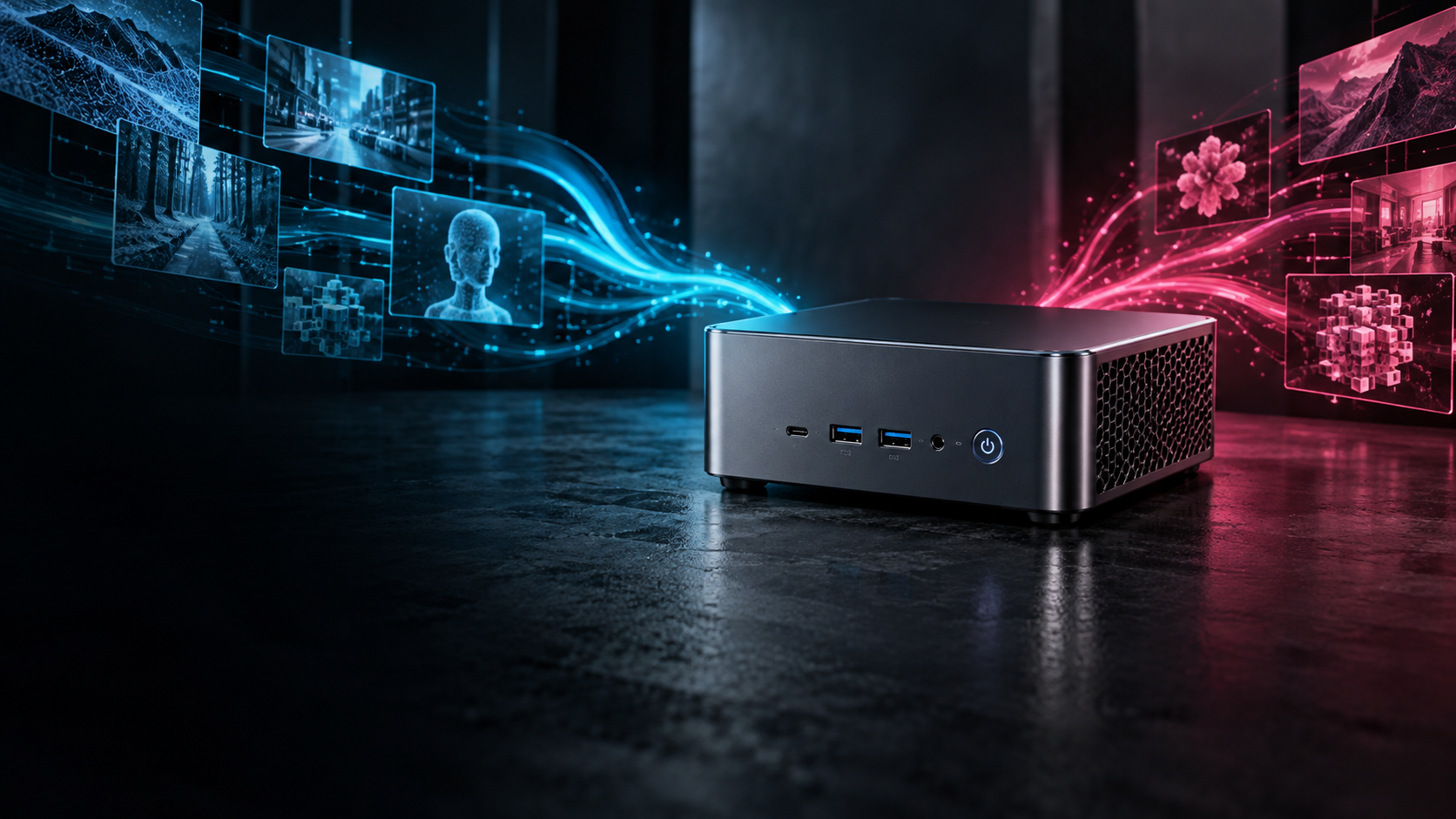 Mini PC with two contrasting integrated graphics compute paths