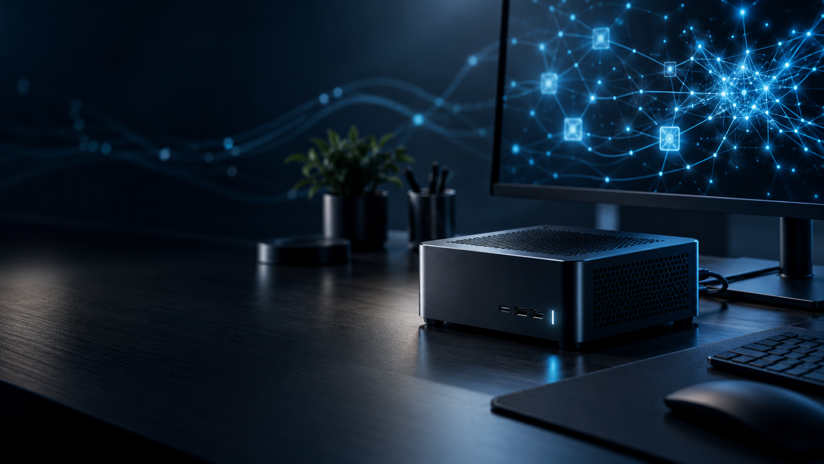 Local AI running privately on a compact mini PC
